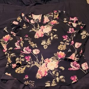 Le Chateau Dark Floral Long Sleeve Blouse